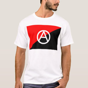 T-shirts Anarquia preto e branco vermelha da bandeira do