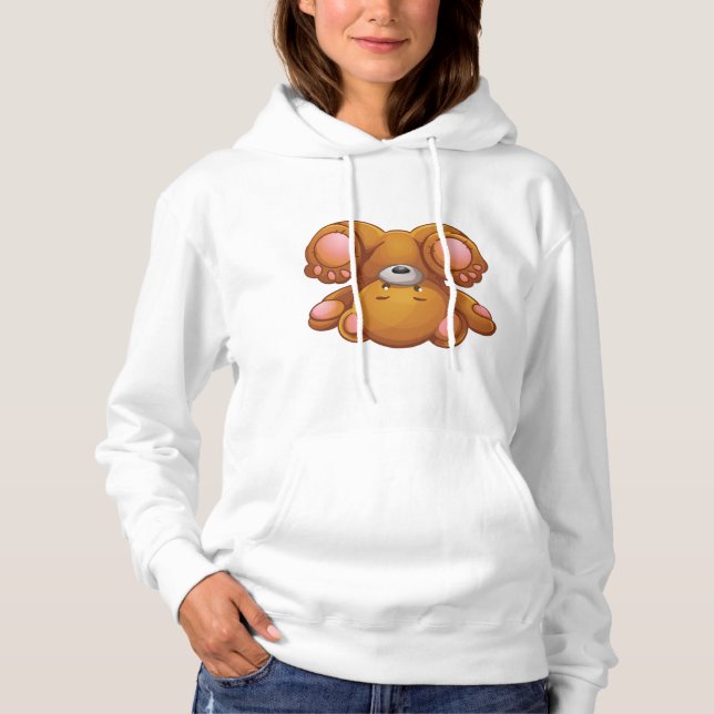 T-shirts Anca para baixo Urso de Teddy Womens Hoodie (Frente)