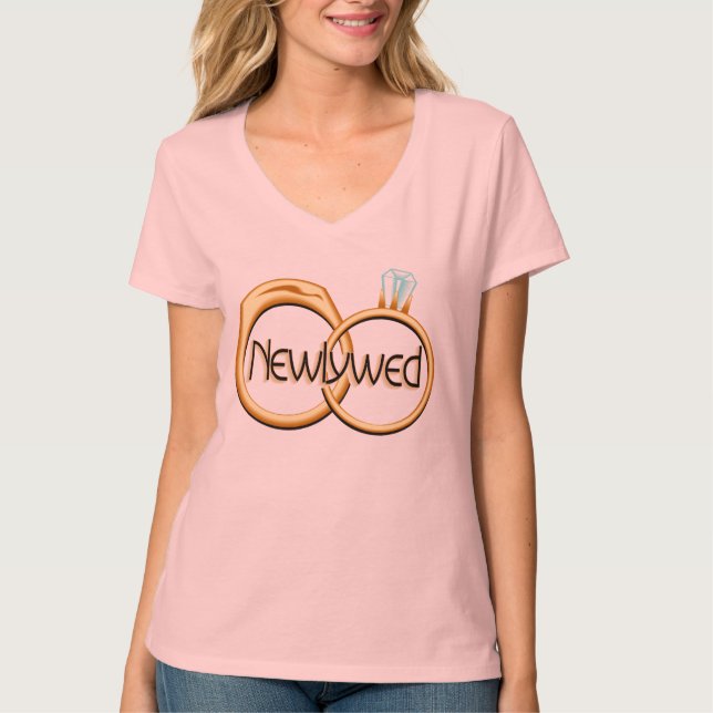 T-shirts Anéis de Casamento de Newlyweds (Frente)