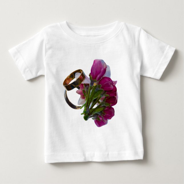 T-shirts Anéis de Casamento e Flores (Frente)