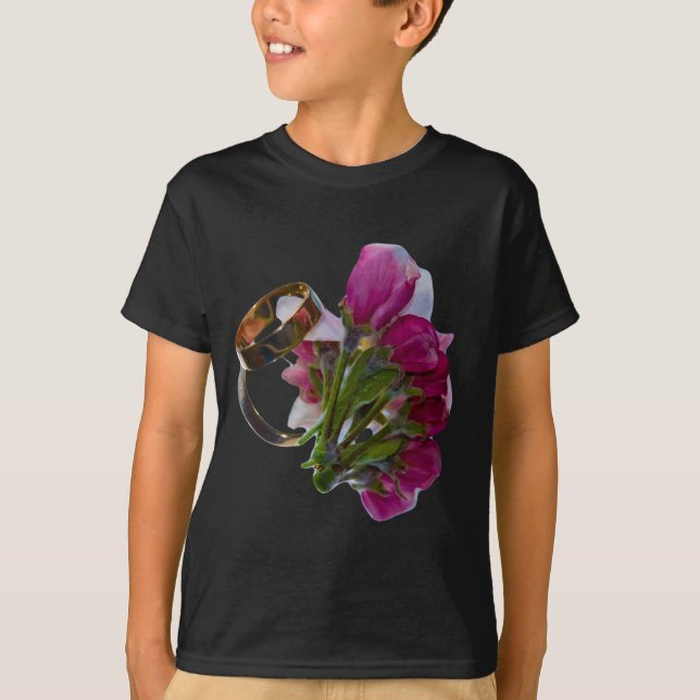 T-shirts Anéis de Noiva e Flores (Frente)