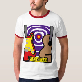 T-shirts Anéis roxos elétricos e acústicos da guitarra do