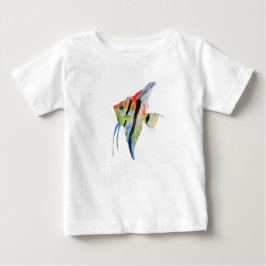 T-shirts Angel Fish Butterflies Toddler Ruffle Tee, Branco