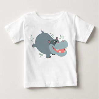 T-shirts Animação de Natação em Branco Hippo Baby T Shirt