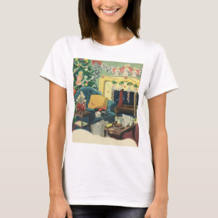T-shirts Animais de Natal Vintage na Sala de Estar