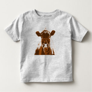 T-shirts Animal de fazenda da vaca de Brown