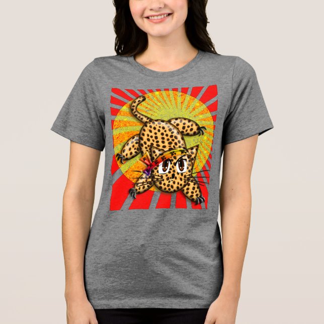 T-shirts Anime Ultra Fofo do Leopardo Kitty Faixa de Cabelo (Frente)