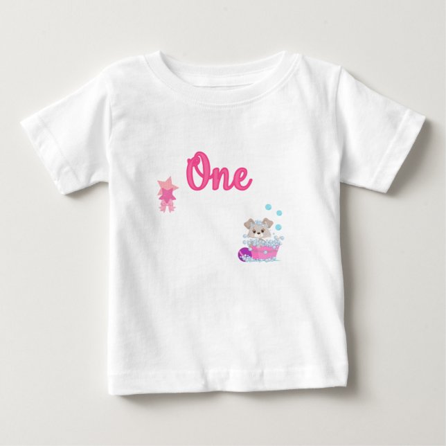 T-shirts Aniversário da Criança de Um Ano no Banheiro (Frente)