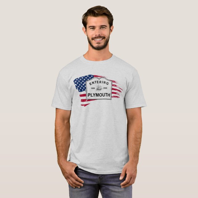 T-shirts Aniversário das MÃES de Plymouth 400th (Frente Completa)