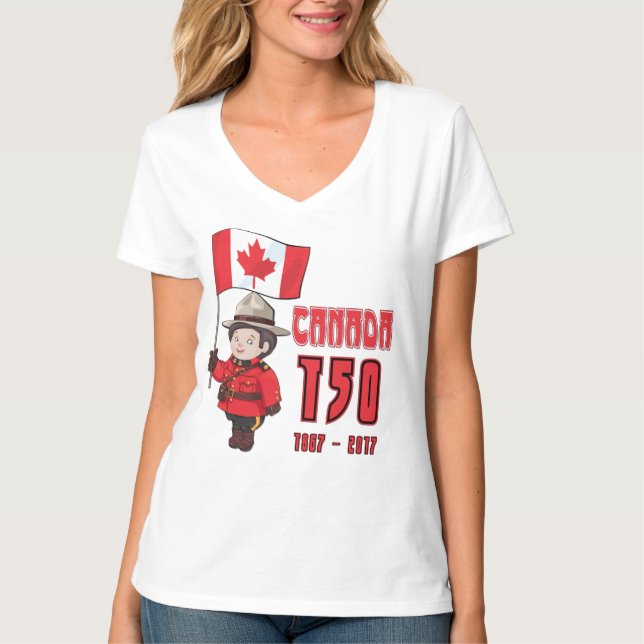 T-shirts Aniversário de 150 Anos no Canadá (Frente)