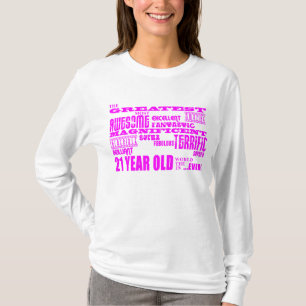 T-shirts Aniversário de 21 anos das meninas: Grandes