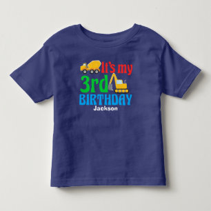 T-shirts aniversário de 3 anos Kids Construction Vehicle P