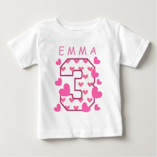 T-shirts aniversário de 3 anos One com Nome Personalizado d