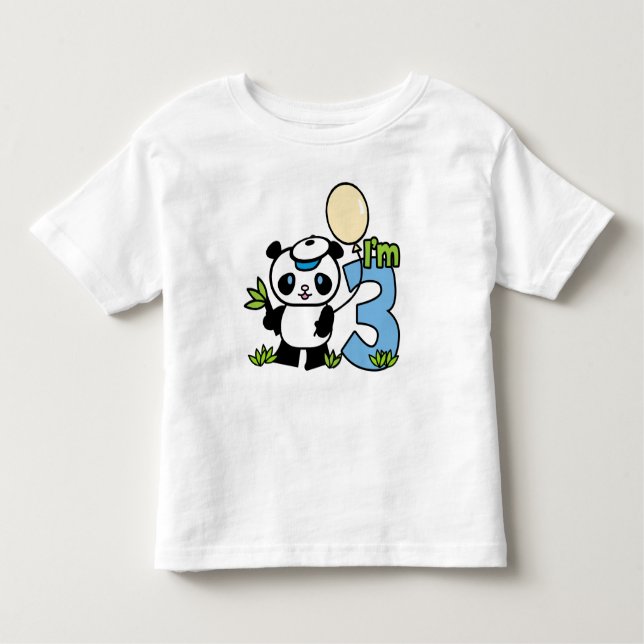 T-shirts Aniversário de 3 anos Panda Boy (Frente)