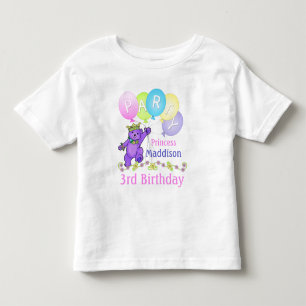 T-shirts aniversário de 3 anos Princess, Nome Personalizado