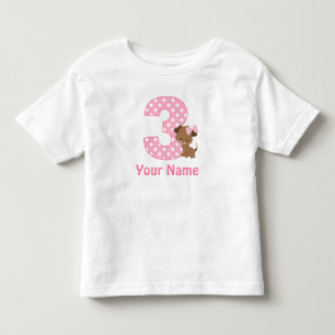 T-shirts aniversário de 3 anos Rapariga Cuppy Personalizada