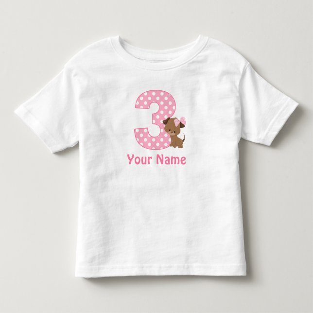T-shirts aniversário de 3 anos Rapariga Cuppy Personalizada (Frente)