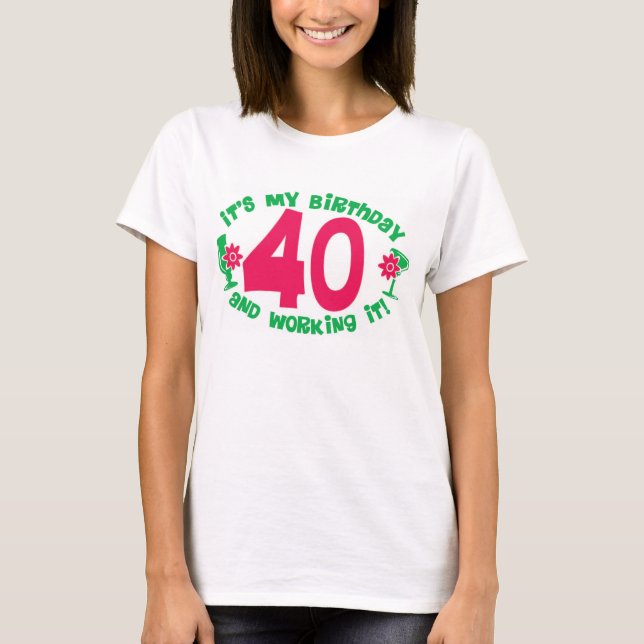 T-shirts Aniversário de 40 anos e trabalho dele (Frente)