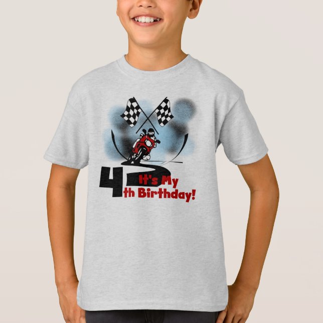 T-shirts Aniversário de competência da motocicleta 4o (Frente)