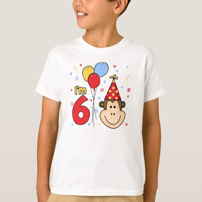 T-shirts Aniversário do 6 do Macaco (Frente)