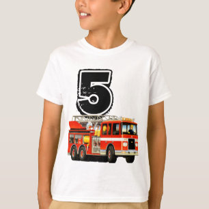T-shirts Aniversário do carro de bombeiros vermelho feito