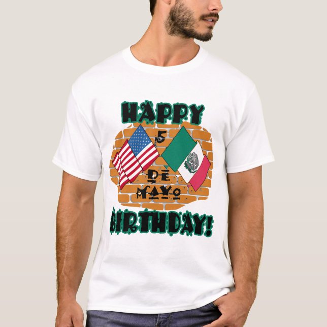 T-shirts Aniversário feliz de Cinco de Mayo (Frente)