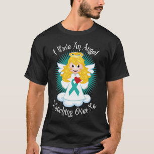 T-shirts Anjo que olha sobre mim a fita da cerceta