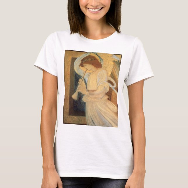 T-shirts Anjo tocando Flageolet por Burne Jones (Frente)