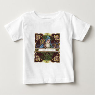 T-shirts Anjos de Papai Noel Vitorianos Azul Natal Arte Ant