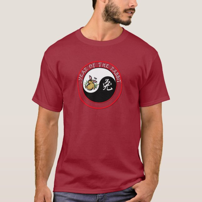 T-shirts Ano do Coelho - yinyang (texto branco) (Frente)