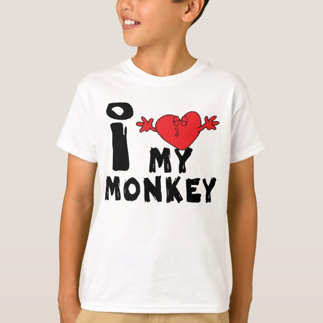T-shirts Ano do Macaco "Eu Amo Meu Macaco" (Frente)