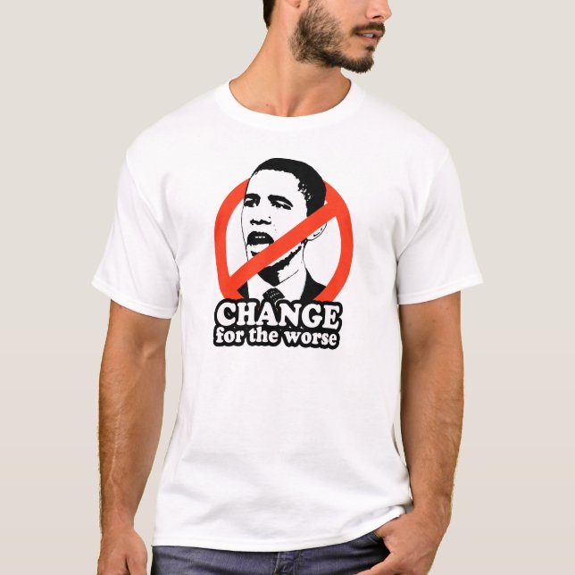 T-SHIRTS ANTI-OBAMA/MUDANÇA PARA O MAIS MAU (Frente)