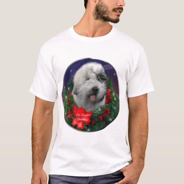 T-shirts Antigos presentes de Natal para Sheepdog em Inglês (Frente)