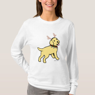 T-shirts Antlers amarelos do Natal de Labrador