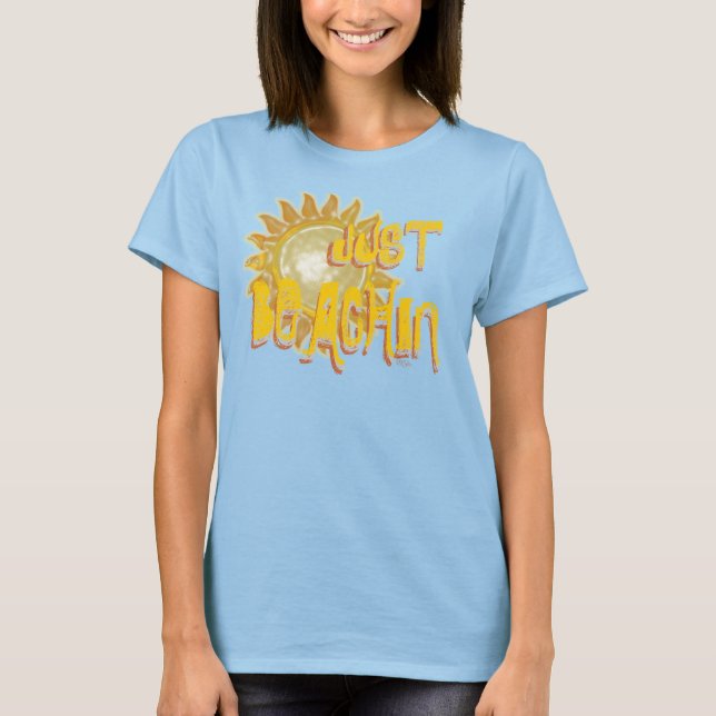 T-shirts Apenas BEACHIN! (3D sol/amarelo) (Frente)