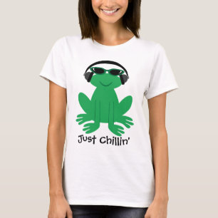 T-shirts Apenas sapo de Chillin com fones de ouvido &