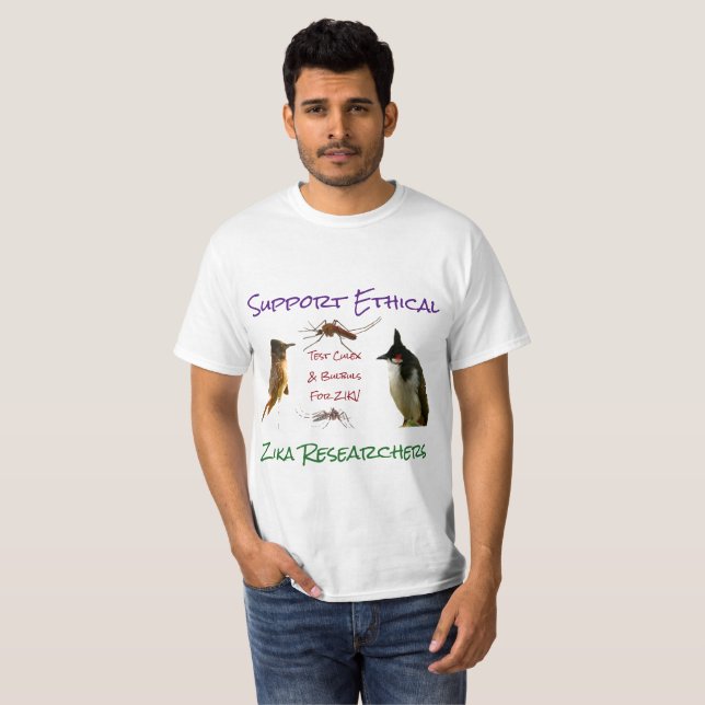T-shirts Apoiar pesquisadores da Zika ética por RoseWrites (Frente Completa)