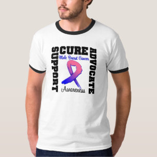T-shirts Apoio ao cancer de mama masculino Advocate Cure