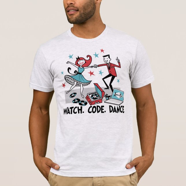 T-shirts App-o-Esteira: Relógio. Código. Dança (Frente)