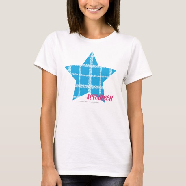 T-shirts Aqua 3 da xadrez (Frente)