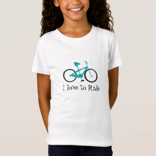 T-shirts Aqua Bicicleta com Dizendo