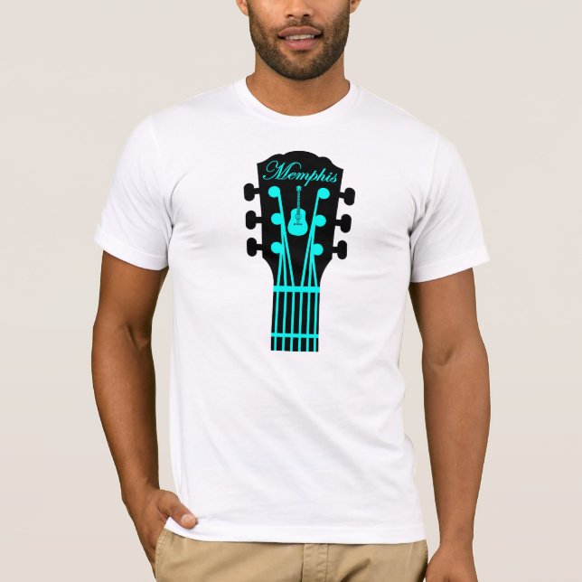 T-shirts Aqua da guitarra de Memphis (Frente)
