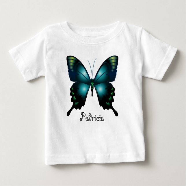 T-shirts Aqua Elegant Whimsical Butterfly (Frente)