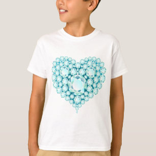 T-shirts Aquamarine Heart Gems