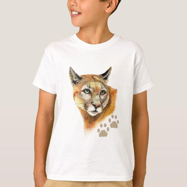 T-shirts Aquarela Puma, Leão De Montanha, Animal (Frente)