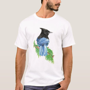 T-shirts Aquarela Stellar Jay Bird Art
