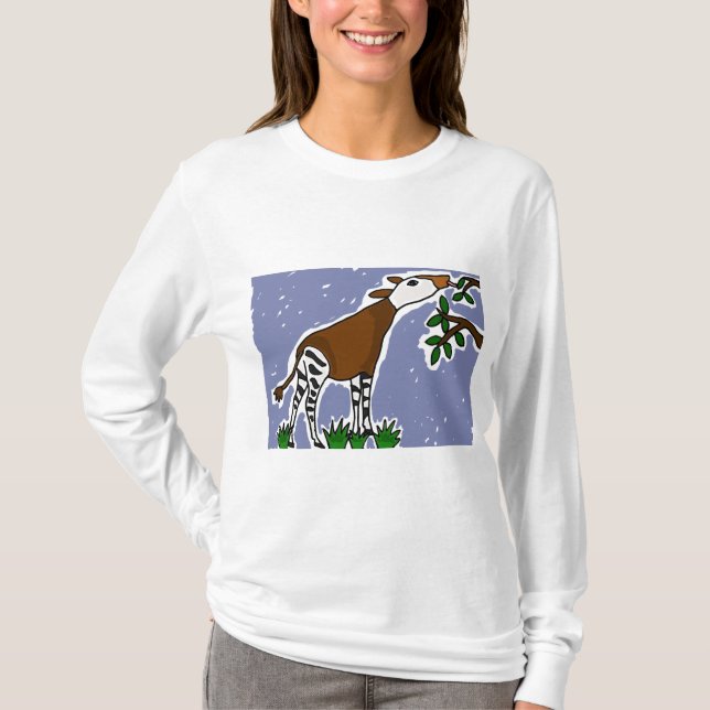 T-shirts AR desenhos animados da arte do Okapi (Frente)