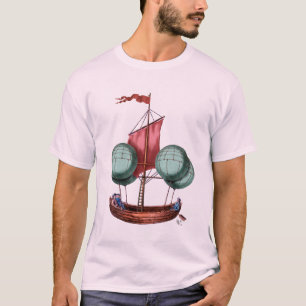 T-shirts Ar quente com balão de ar quente com vela vermelh