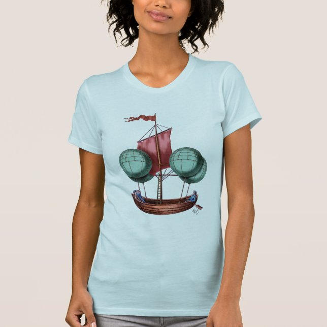 T-shirts Ar quente com balão de ar quente com vela vermelha (Frente)