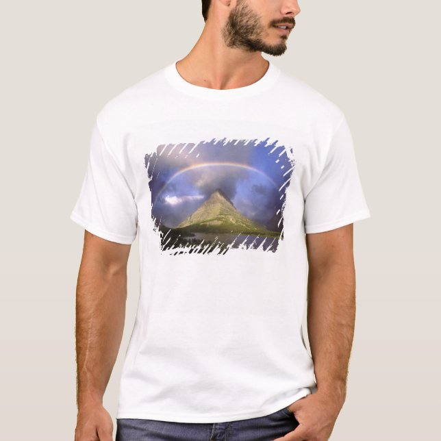 T-shirts Arco-íris completo e céu tempestuoso sobre Grinnel (Frente)